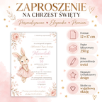 Infografika: zaproszenie na Chrzest Święty, format 12 × 17 cm, papier fakturowany 250 g, pełna personalizacja treści