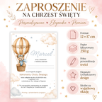 Infografika: zaproszenie na Chrzest Święty, format 12 × 17 cm, papier fakturowany 250 g, pełna personalizacja treści